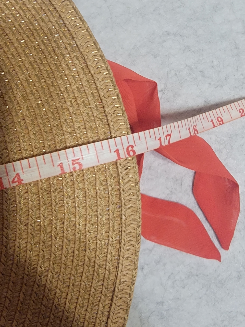 NWT Vince Camuto Wide Brim Straw Sun Hat Packable Coral Ribbon Bow - Picture 12 of 15